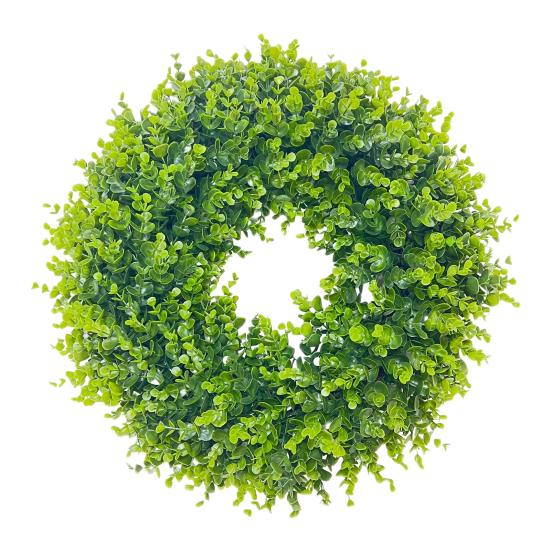 35/40/45/50/55CM Artificial Boxwood Wreath Indoor Outdoor Front Door Wall Hanging Fake Greenery
