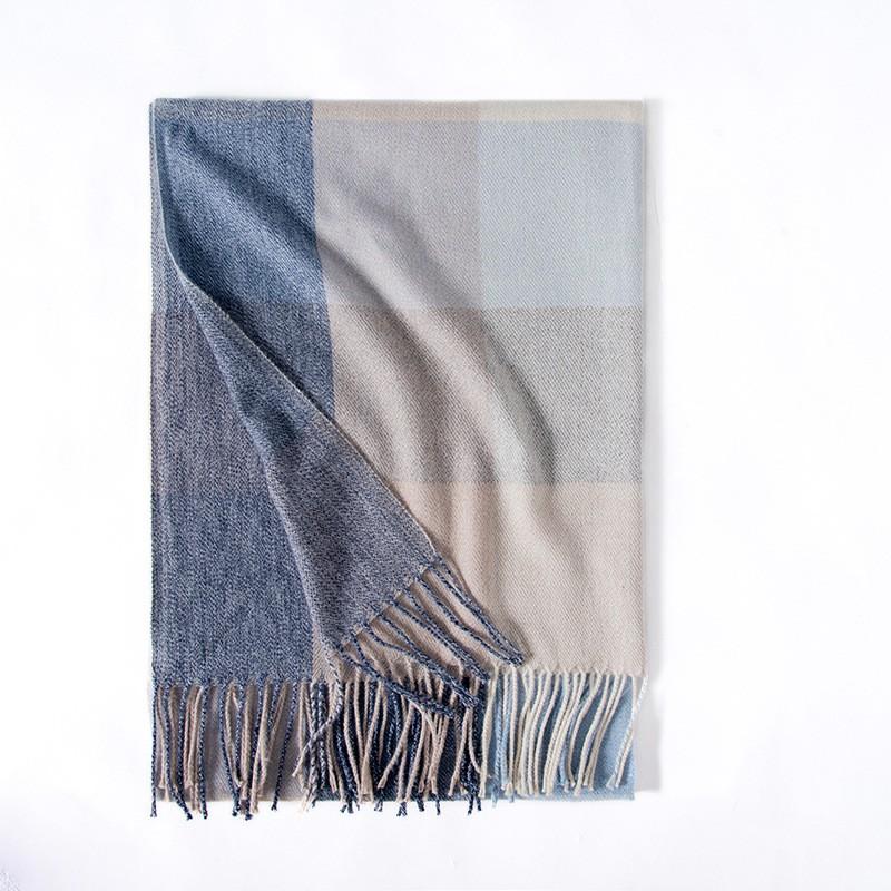 Soft Acrylic Plaid Scarf Women Winter Warm Shawl With Fringe Casual Chic Accessory