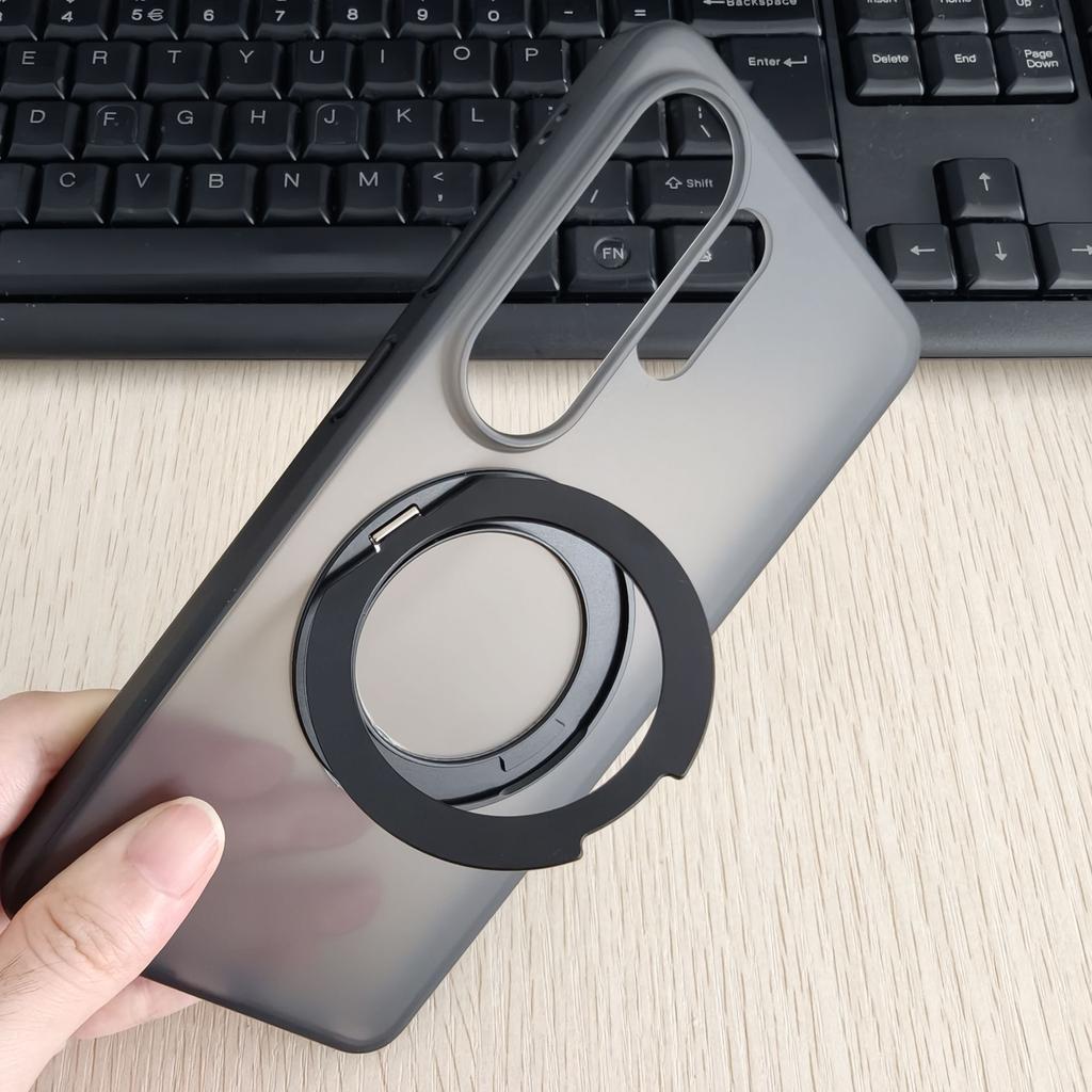 For Samsung Galaxy S26 S25 S24 Ultra S26 Edge Case Shockproof Magnetic Translucent Matte PC Rotatable Metal Ring Holder Cover