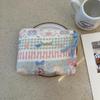 Adorable Blue Cartoon Makeup Bag: Mini Pure Cotton Coin and Earphone Pouch, Lipstick Carrier, Portable Storage.