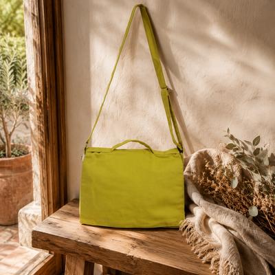 Cotton Canvas Laptop Messenger Bag - Mustard