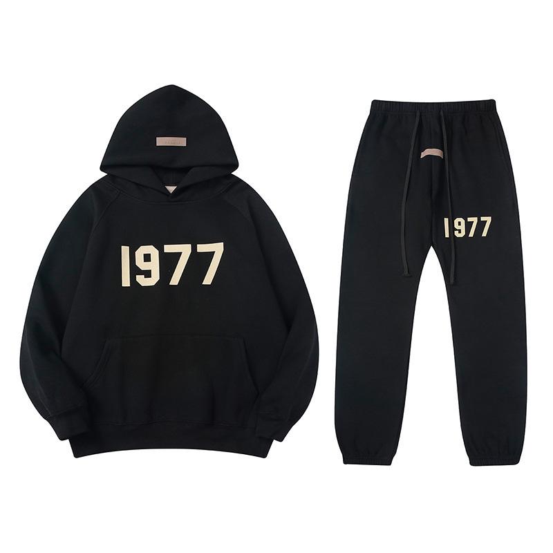 Cross Essentials Zweifarbiger Beflockter Hoodie Sweatshirt für Damen & Herren