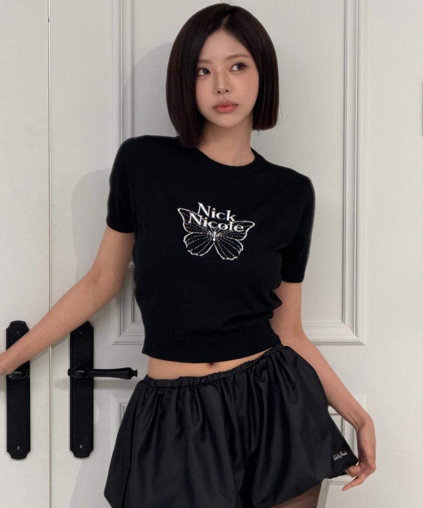Nigaennikol Mini Butterfly Signature Half Knit_Black