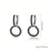 Black Stone Design Hoop Earrings Jewelry