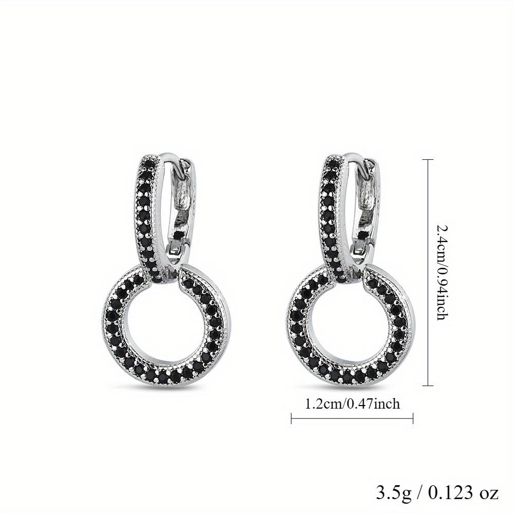 Black Stone Design Hoop Earrings Jewelry