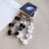 Cute Bobbles PU Leather Heart Wrist Strap Phone Case for Samsung Galaxy Z Flip 6 5 5G Hinge Protection Shockproof Cover