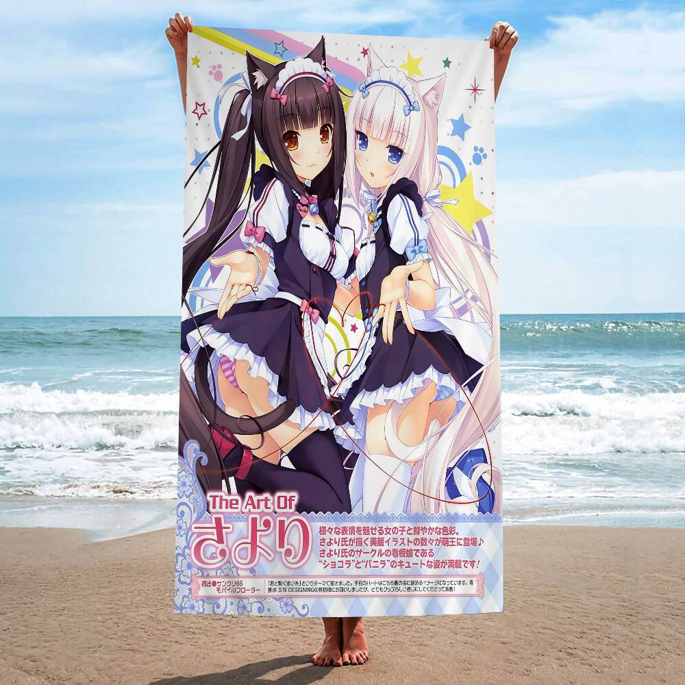 Cartoon N-Nekopara Anime Anime Beach Swimming Towel Soft Absorbent Washcloth Children's Gifts For Kids Travel Camping Gym