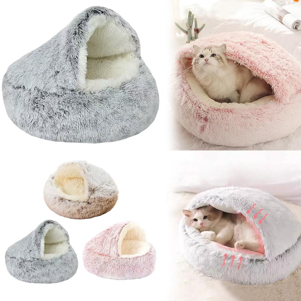 Winter Plush Pet Cat Bed Round Cat Cushion Cat House Warm Cats Basket Pet Sleep Bag Kitten Nest Kennel for Cats Pet Cats