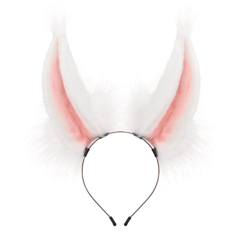 Damen Plüsch Pelzig Kaninchen Ohren Kopfschmuck Simulation Künstliche Hasenohren Haarreif Halloween Cosplay Kostüm