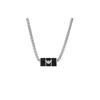 Black Beaded Pendant with Outstanding Texture Stainless Steel Necklace Men's Silver EGS2919040