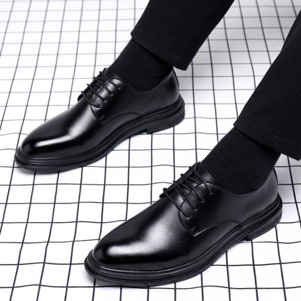 Mens Leather Shoes Spring Summer Business Formal Oxford Breathable Pointed Toe Groom Wedding Shoes