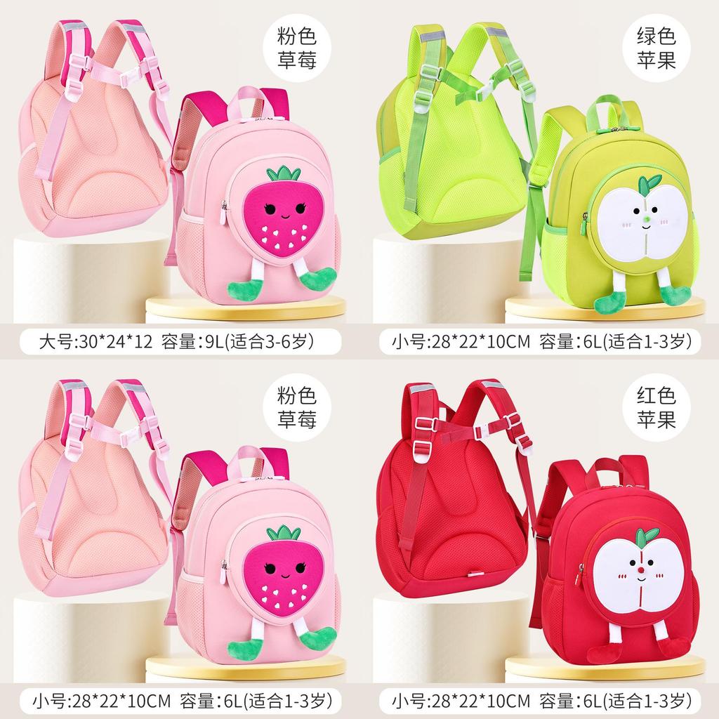 Kids Backpack With Fruit Embroidery Duffle Bag For School And Travel