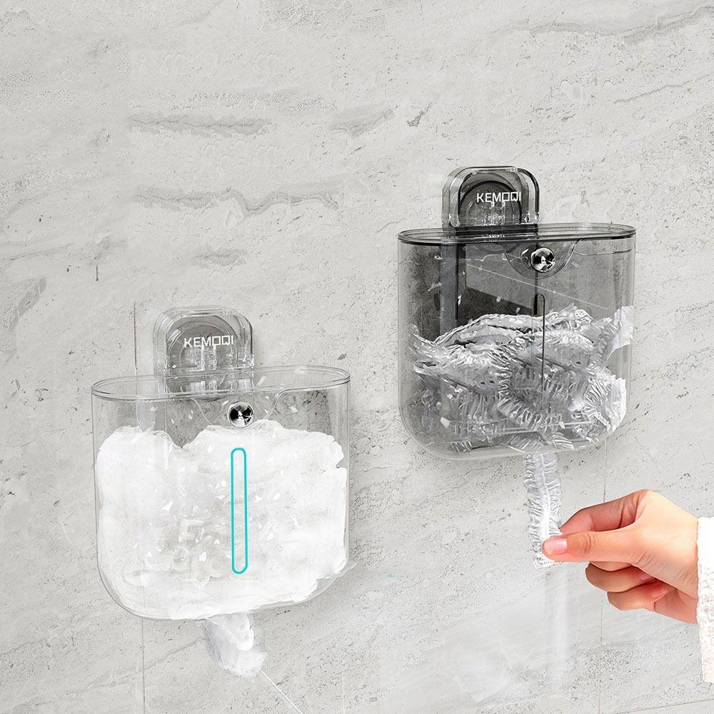 Transparent Suction Cup Cling Film Organizer Large Capacity Food Cover Storage Box  Kitchen