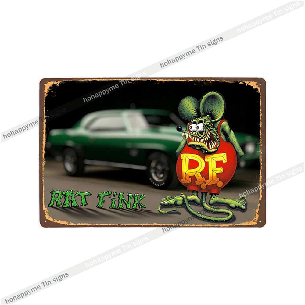 Decor Rat Fink Metal Vintage Sign Retro Decorative Plaque Garage Man Cave Bar Pub Club Tin Painting Home Living Poster 20x30c