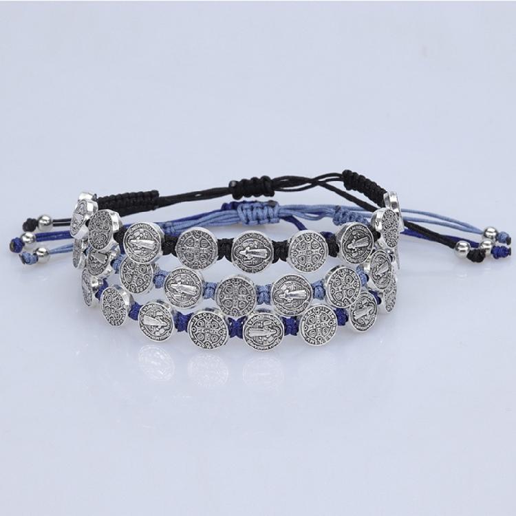 Handgefertigte Saiten-Rosenkranz-Armbänder Verstellbares Glücksarmband Gebets-Schmuck Geschenk