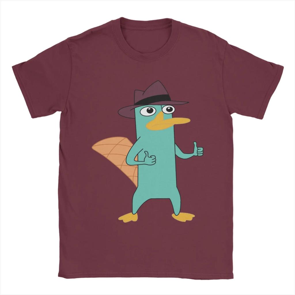 Magliette da Uomo Agente Perry il Ornitorinco Abbigliamento in Cotone Divertente Manica Corta Girocollo Maglietta 4XL 5XL T-Shirt
