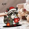 Christmas Tabletop Ornaments 6Pcs Wooden Ornaments, Stable Base Cartoon Animal/Santa Claus/Gingerbread Holiday Decorations Man Decorations, Cute Table