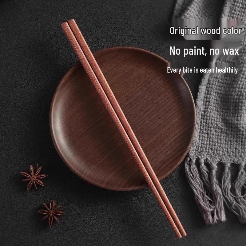 Natural Red Sandalwood Chopsticks: Unlacquered, Unwaxed, Anti-Mildew, Anti-Slip, Solid Wood for Kitchen Use.