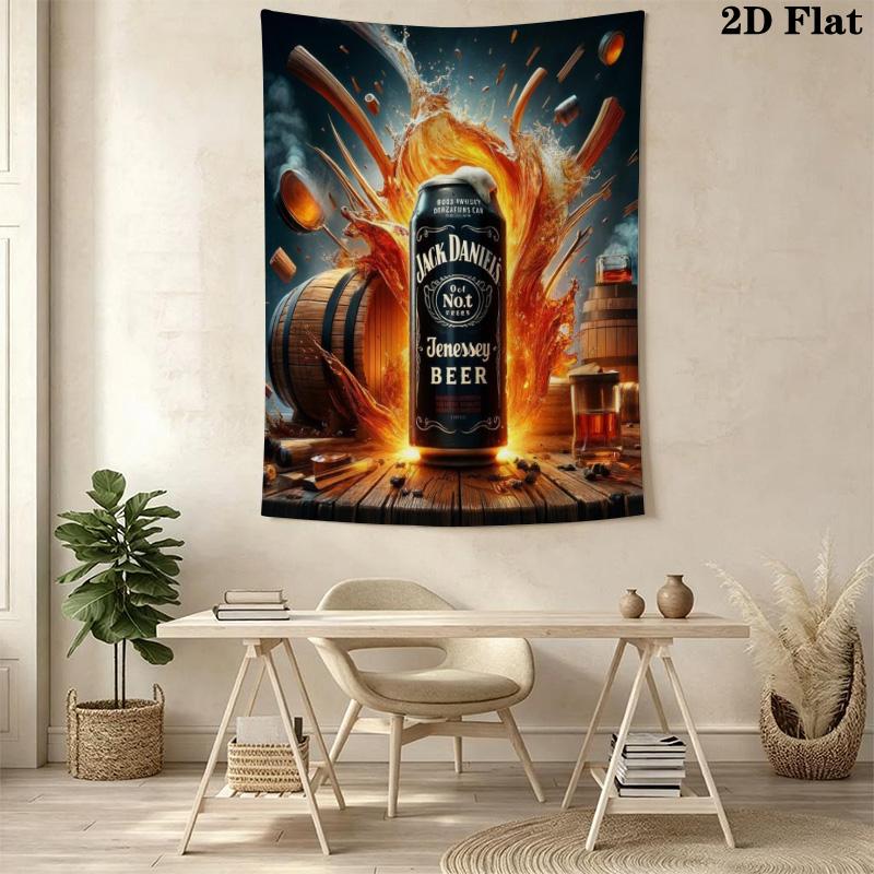 Vintage Bartender Beer Tapestry, Retro Pub Beer Mug Recipe Art Wall Hanging for Basement Bar Room