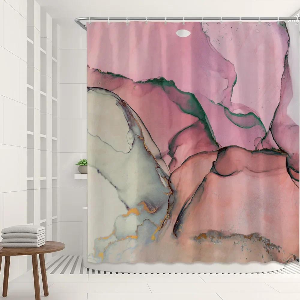 

Роскошная абстрактная тканевая шторка для душа Современное черно-золотое мраморное искусство Наборы шторок для душа для ванной комнаты Текстура чернил Занавеска для ванной 90X180cm