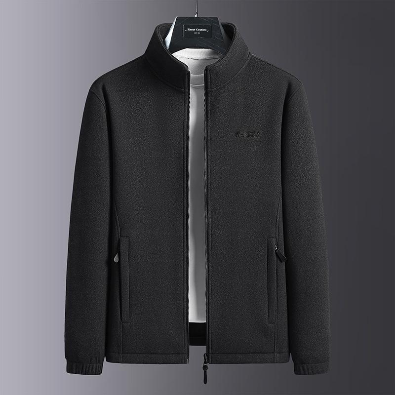Men's Lambswool Fleece Jacket - Autumn/Winter Velvet Lined, Thick Warm Outerwear for Middle-Aged & Elderly.