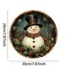 Metal Tin Sign Santa Snowman Wreath 8x8 Inch Vintage Round Plaque Wall Art Christmas Home Decor Farmhouse