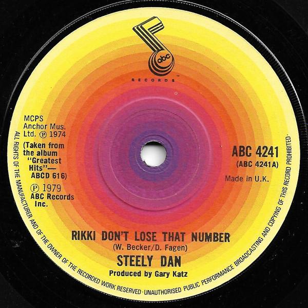 

7inch Record STEELY DAN - Rikki Don t Lose That Number ABC4241 ABC Records 1979 UK Rock Used