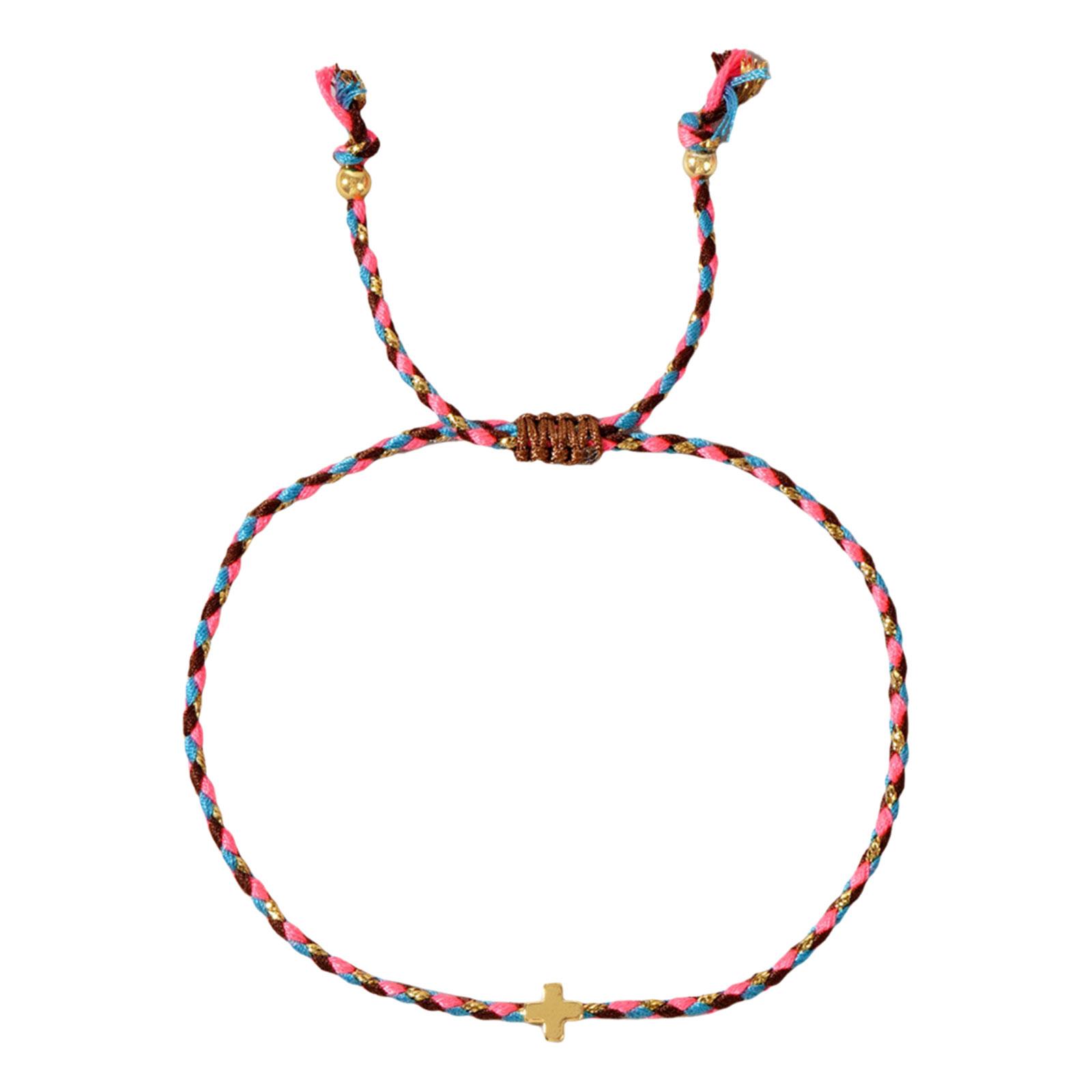 

Четырехцветный прочный хлопковый веревочный браслет с крестами в стиле бохо, подходит как для мужчин, так и для женщин, стильные наряды J