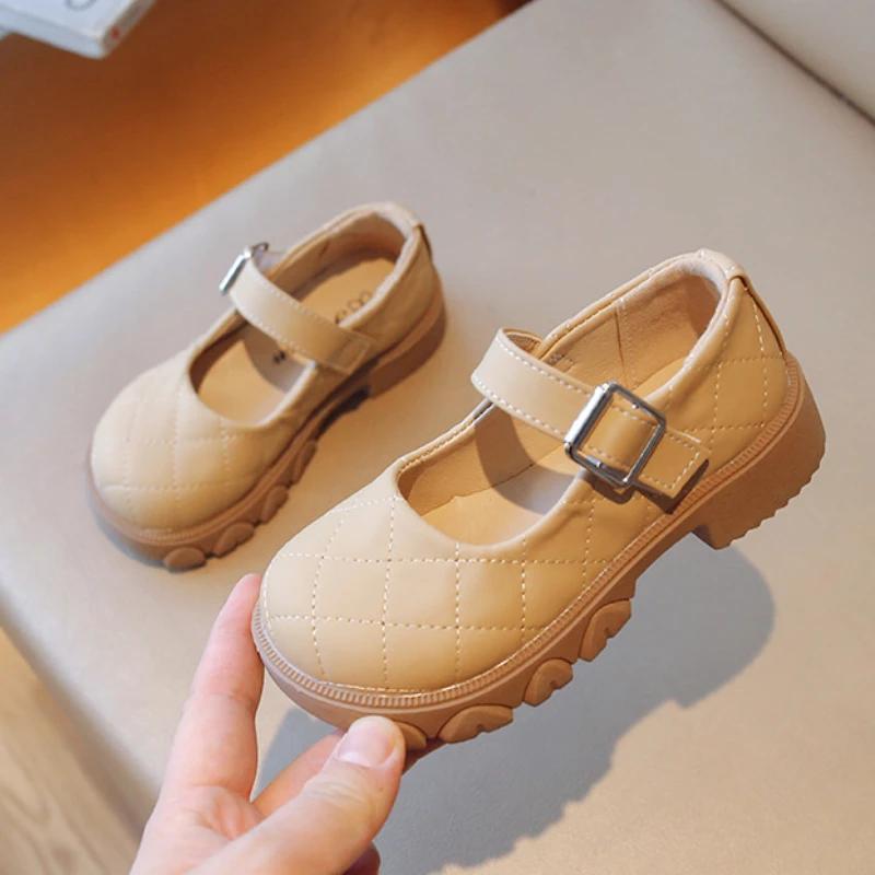 Kids Leather Shoe Spring Autumn Black School Girl Shoes Thick Bottom Versatile Children Fashion Princess Causal Mary Jane Shoes