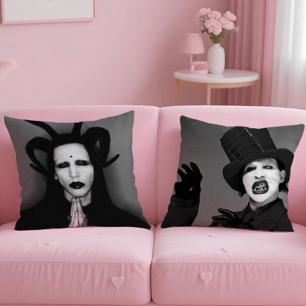 M-Marilyn M-Manson Cushion Cover Short Plush Double-Sided Printing Home Machine Washable In Warm Winter Pillow Case