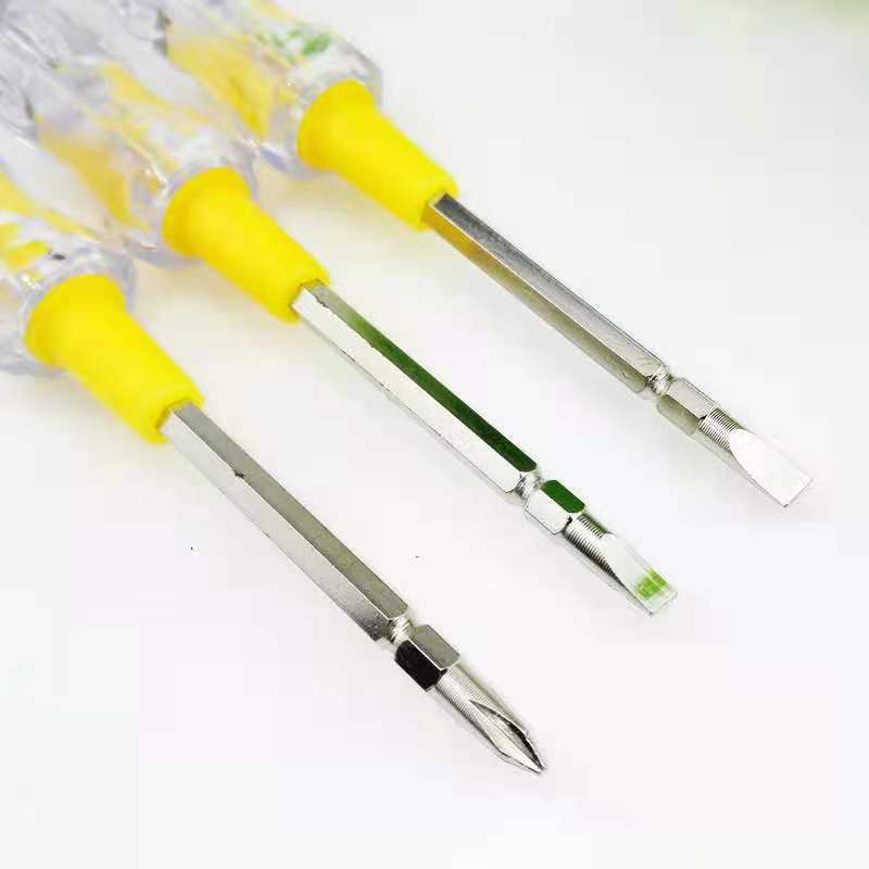 Dual-Use Phillips & Slotted Head Stainless Steel Electrical Test Pen for Electricians