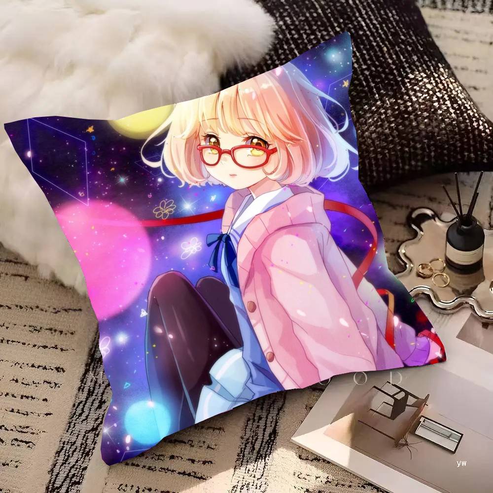 Kuriyama Mirai Animation Kyoukai No Kanata Pillow Case Fashion Square Pillowcase Bedroom Sofa Room Ins Decoration Leisure