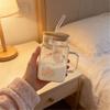 Premium Glass Tumblers With Ergonomic Handle And Straw Wooden Lid For Hot and Cold Drink Juice Coffee Tea Drinking Mug