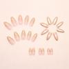 24pcs Crystal Heart White Flower False Nails Long Almond Press On Nails Manicure Nail Tips  Women