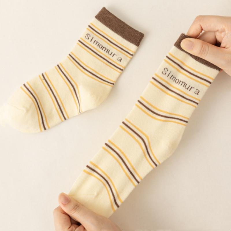 5Pairs/Set Baby Socks Spring Autumn Toddler Boys Girls Cute Tiger Middle Tube Socks For Kids Cute Letter Striped Cotton Sock