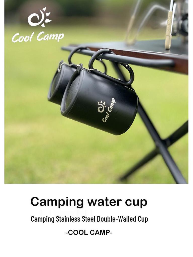 Outdoor Double-Layer Stainless Steel Camping Cup - Insulated Anti-Scald for Coffee, Tea, Wine, with Mountaineering Hook.