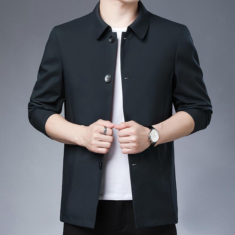 Autumn New Middle-aged and Elderly Men's Jacket Dad Jacket Long Button Coat Male Loose Large Size Jacket