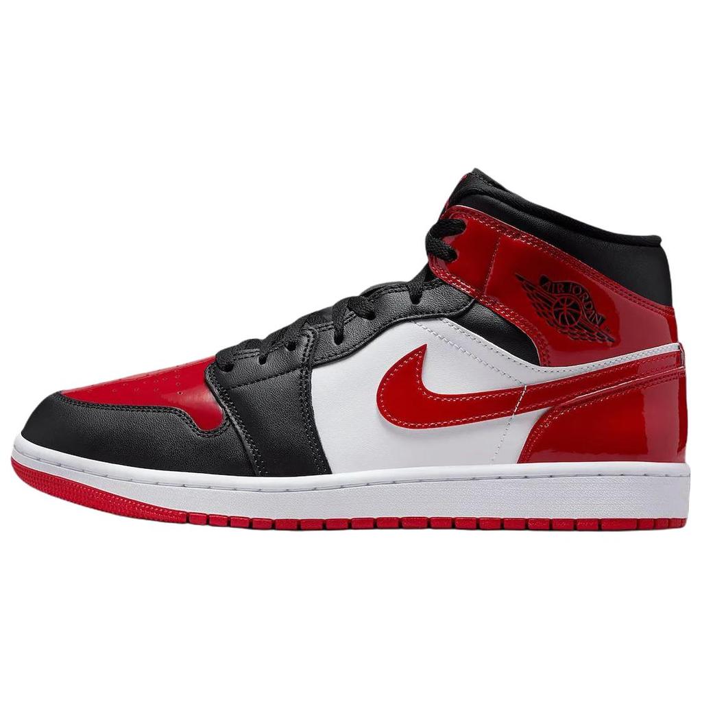 Air Jordan 1 Mid Patent Bred Toe Pánské tenisky Černá Varsity-Červená Bílá HV4091-006