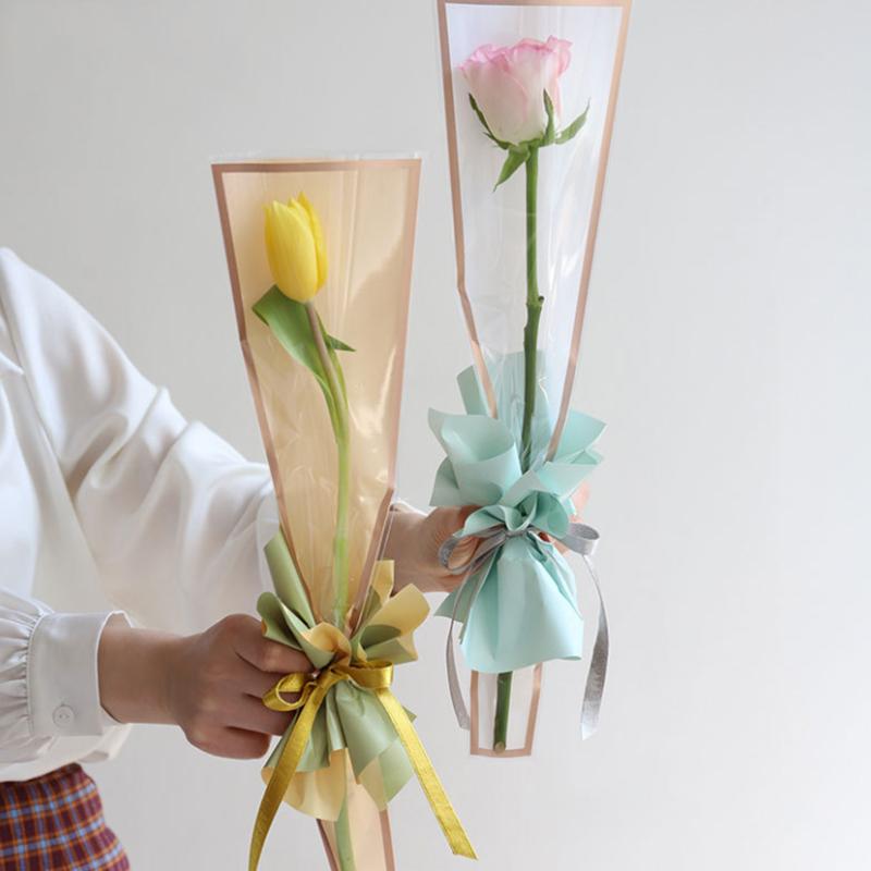 20/30/50Pcs Colorful Flower Wrappers Transparent Bag For Bouquet Flower Wrapper Waterproof Diy Gift Flower Decoration