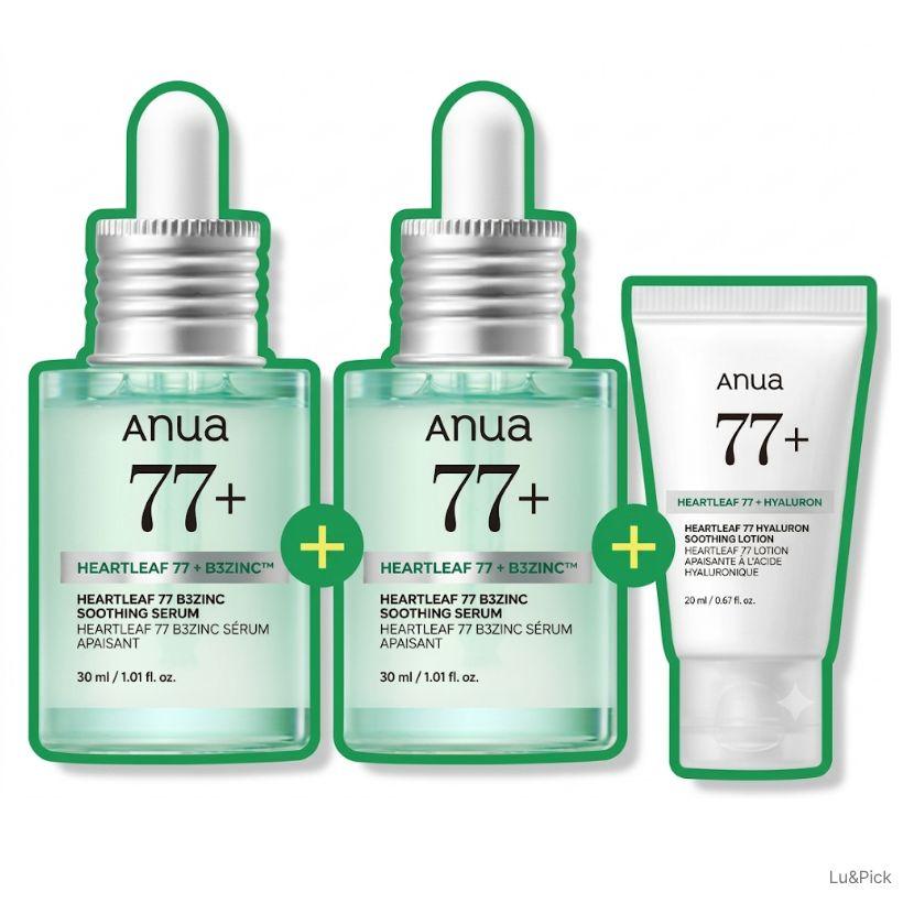 Anua Heartleaf 77 B3 Zinc Trouble Serum 30ml + 30ml + Soothing Cream 20ml (+Free gift)