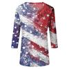 Women's Tops Three-quarter Sleeve Shirt V-neck Loose Casual Shirt Print T-shirt