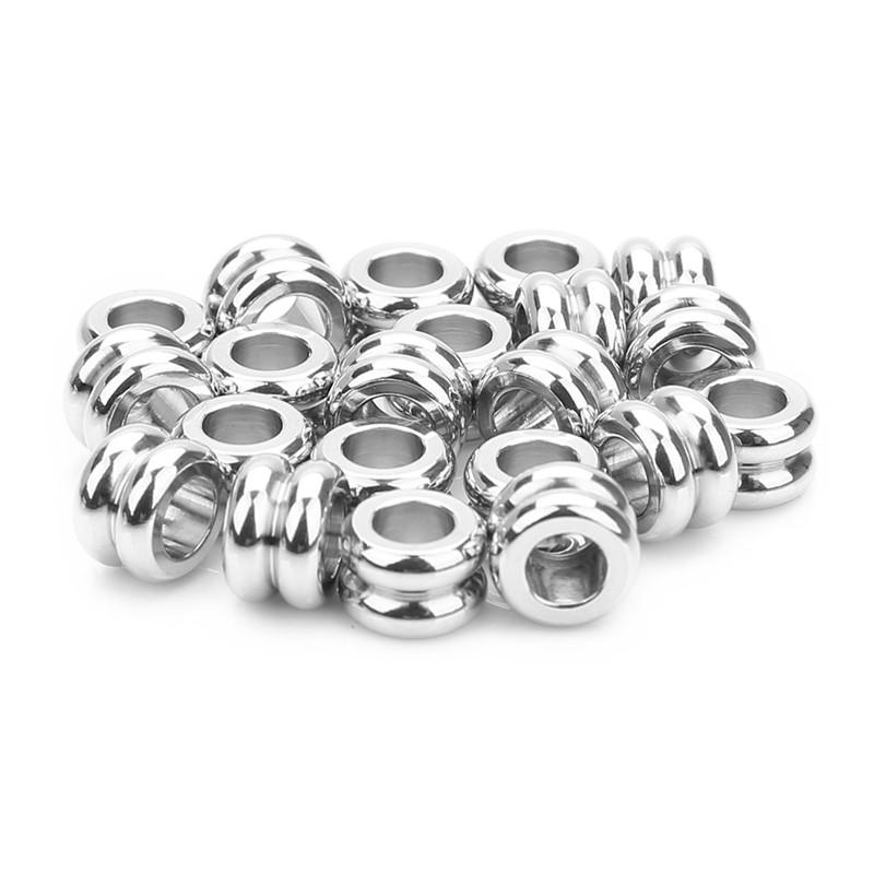 20pcs/lot Stainless Steel Tube Slider Beads Stripe Spacer Beads Loose Beads Big Hole Beads For Jewelry Making Wholesale