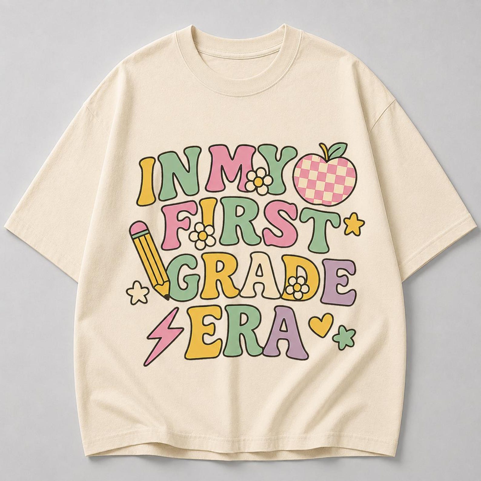 In My First Grade Era Shirt, Cute Back To School Tee, First Grade Student Shirt, Teacher Appreciation Gift, Colorful Retro Classroom Tee XL