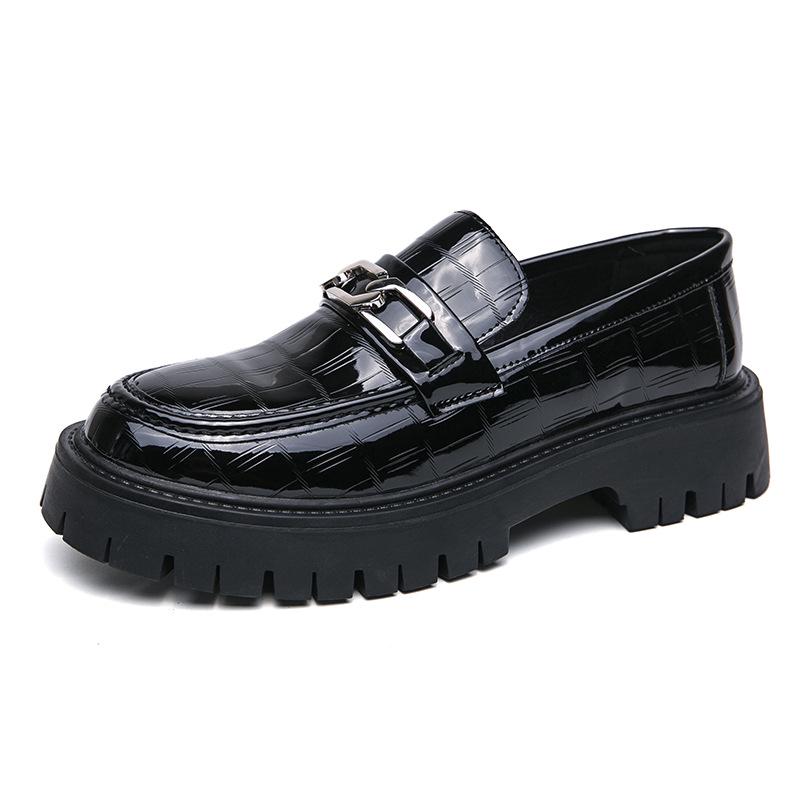 Men s Large Size British Style Slip-on Thick Sole Leather Casual Low-top Shoes 42