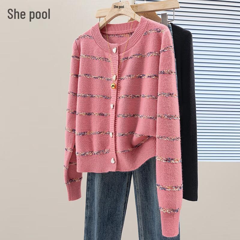 Women's Little Fragrance Style Striped Knit Cardigan