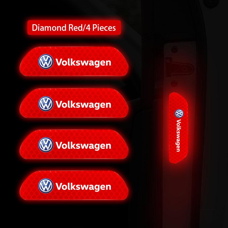WGLRK1 4Pcs Volkswagen Safety Warning Night Reflection Car Stickers For VW Scirocco GTI Polo Golf CC T5 GTE Passat Variant b6 Jetta