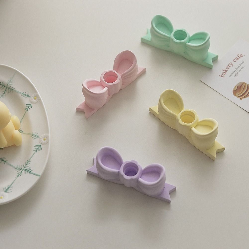 Birthday Ins Gypsum Candlestick Holder Plaster Vintage Bow Candle Holder Craft Bow Shaped Mini Candle Stands Wedding Decor