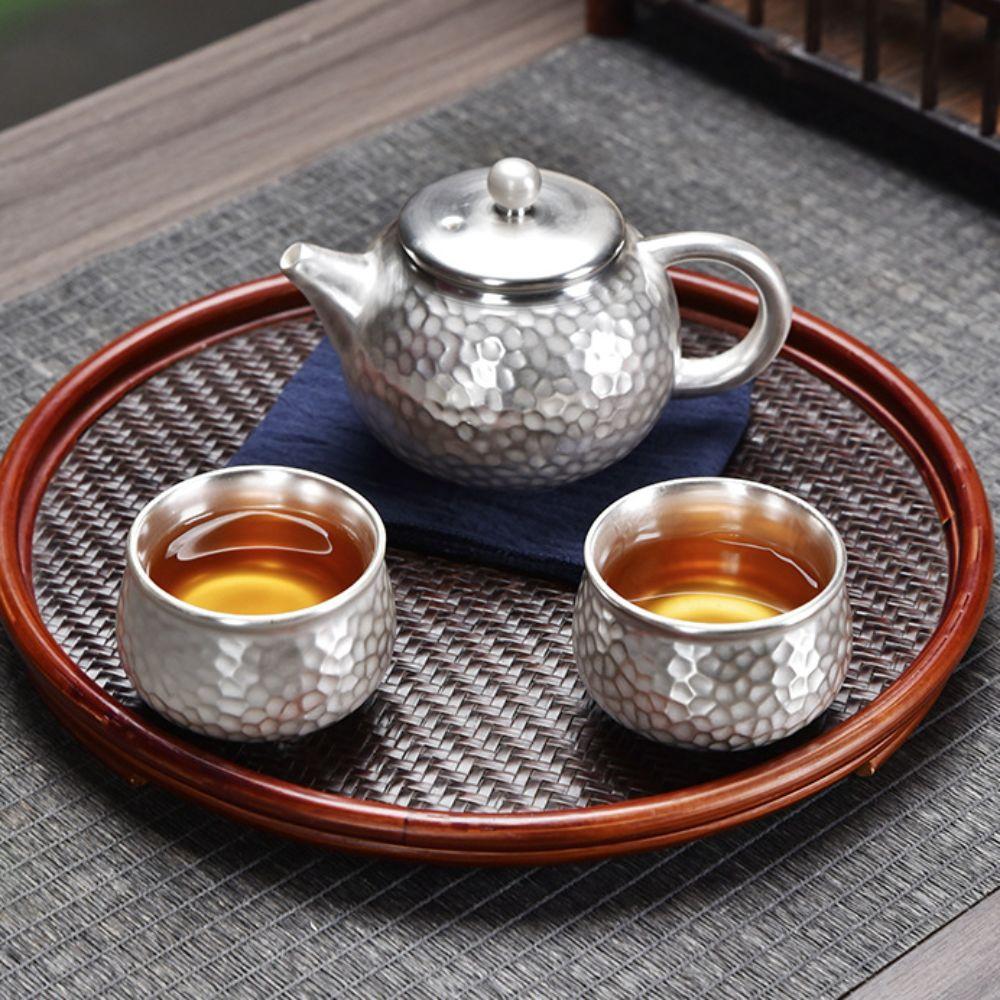 Filter Kung Fu Tea Pot Hammered Texture Portable Teapot Silver Gilding Teapot Gift Set  Elder