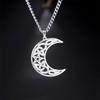 Viking Celtics Crescent Moon Pendant Necklace for Men Women Stainless Steel Gothic Jewelry Wicca Amulet Gift
