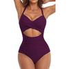 European and American One-piece Hard Bag Swimwear Hollow Solid Color High Waist Tight Swimsuit